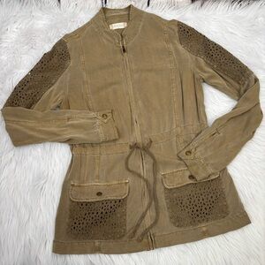 Altar’d State Lightweight Rayon Utility Jacket Size Small Light Brown Tan Zip Up
